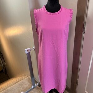 NWT J. Crew Factory Ruffleneck Suiting Dress Shift Pastel Pink‎ Career Business